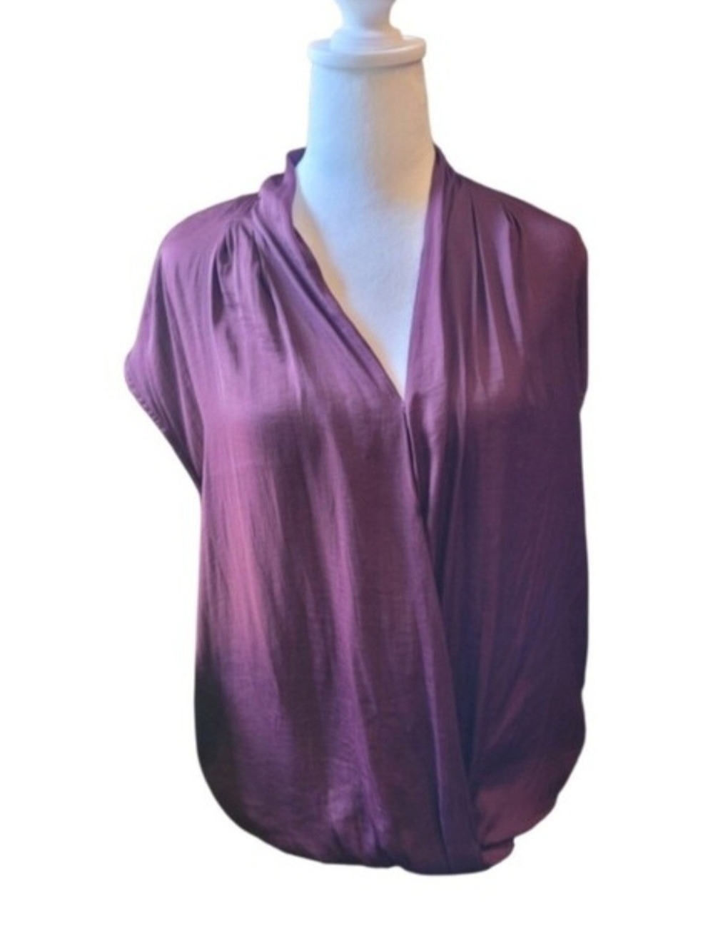 Dynamite Plum Draped-Front Sleeveless Blouse